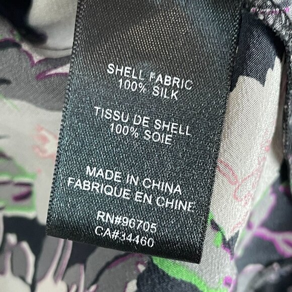 Rebecca Taylor Womens 4 Mix Floral 100% Silk Blouse Long Sleeve Ruffle High Neck - Picture 4 of 11